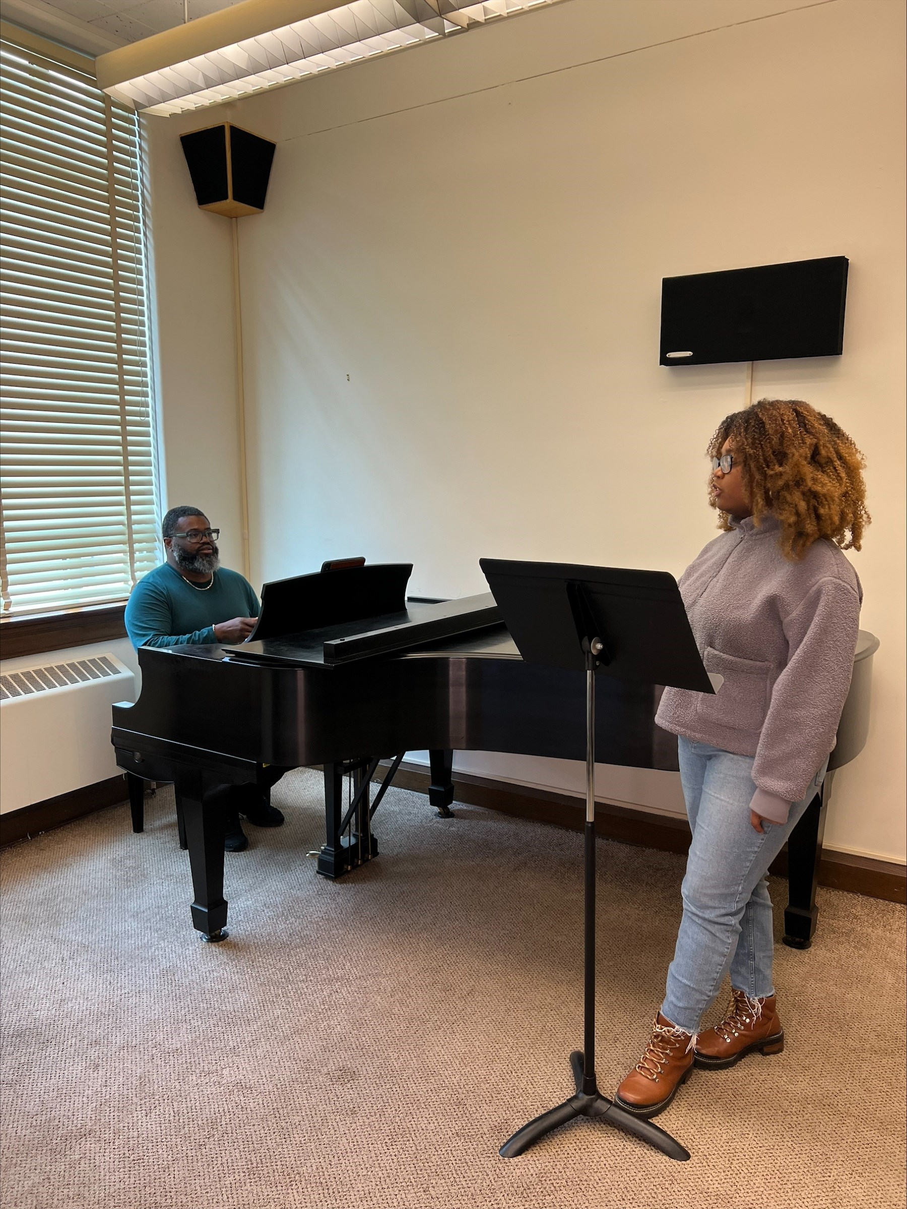 Russell Thomas works with soprano Ginaia Black at Indiana University Bloomington. (photo: courtesy of LA Opera)