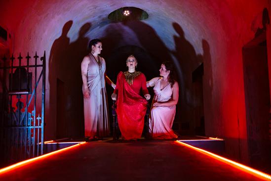 Daniela Mack as Dido, Brooke Larimer as Anna and Molly Quinn as Belinda in The Angel’s Share’s Dido and Aeneas