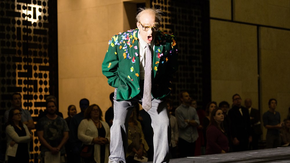 John David Miles in David Hertzberg’s Wake World at the Barnes Foundation, during Opera Philadelphia’s O17 Festival