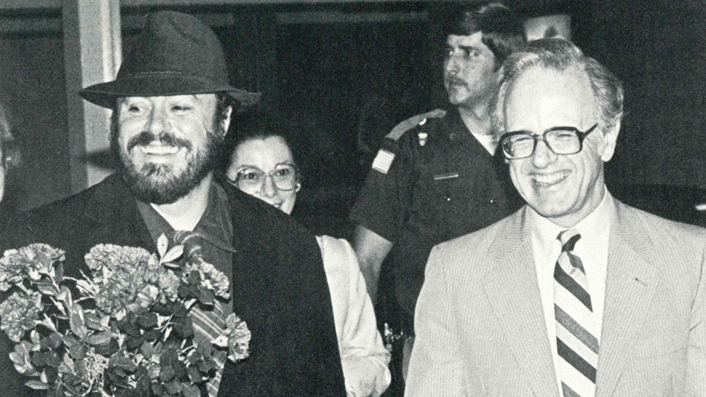 Luciano Pavarotti with Tulsa Opera General Director Ed Purrington in 1982