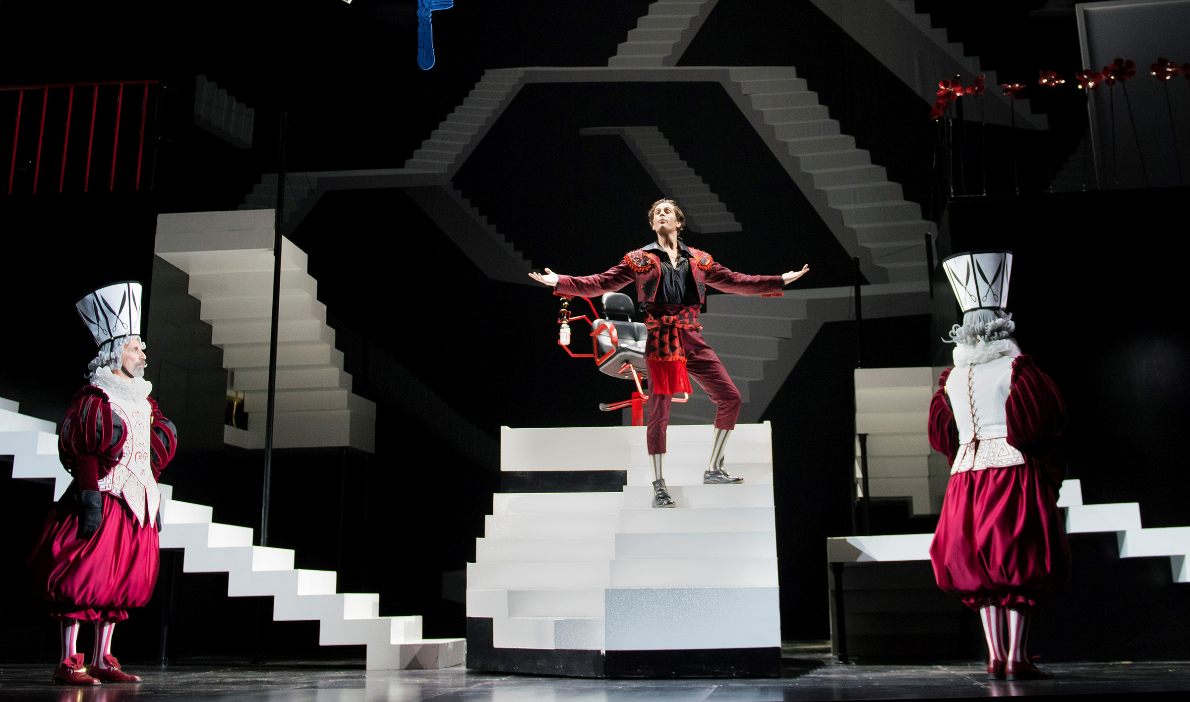 Matthew Worth as Figaro in The Barber of Seville at Boston Lyric Opera 