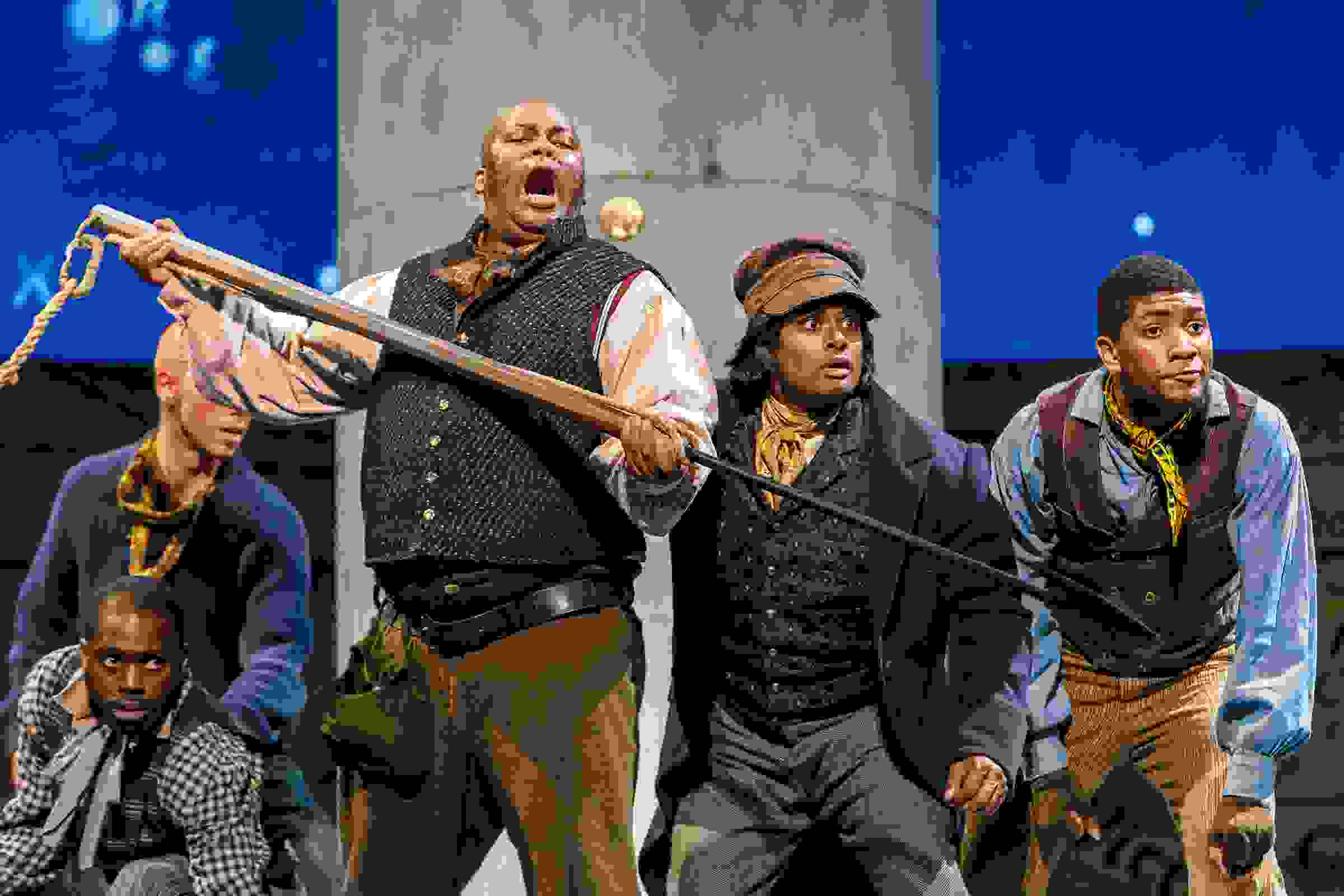 Musa Ngqungwana and Sean Panikkar (at center) in Moby-Dick, by Jake Heggie and Gene Scheer, at Pittsburgh Opera
