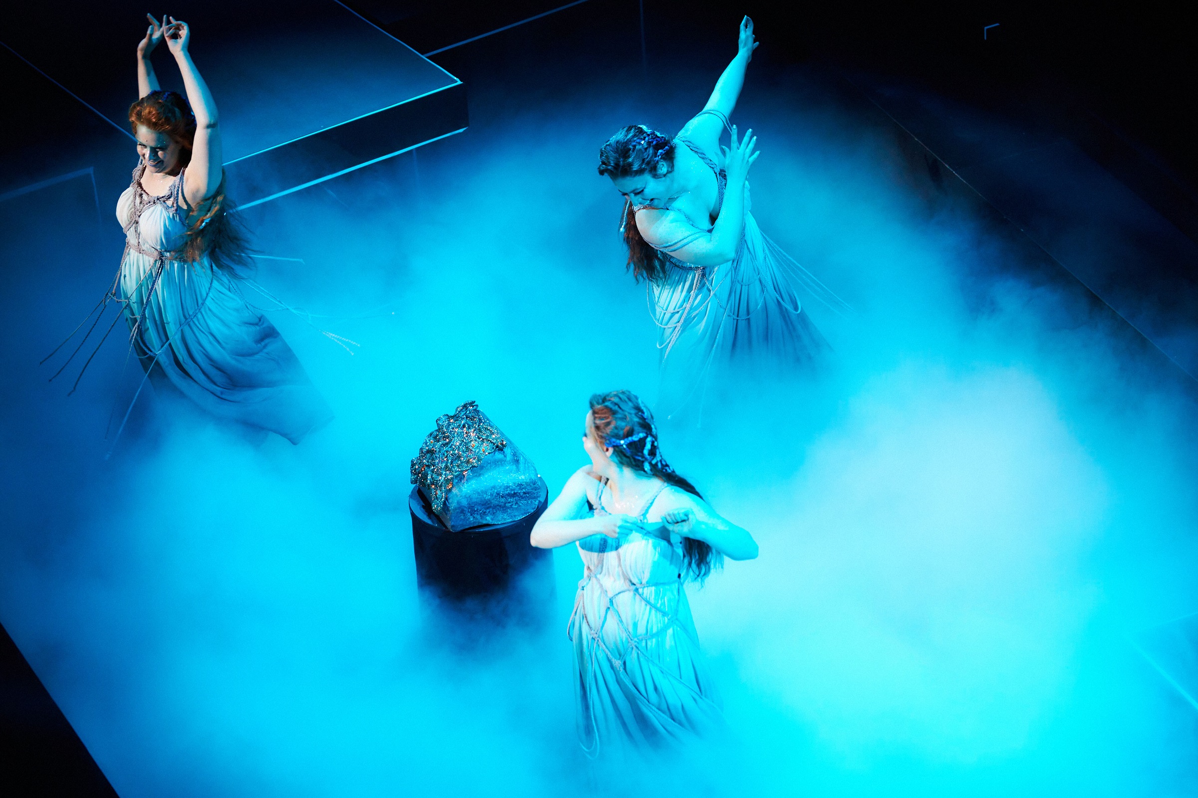 Seattle Opera’s 2023 Das Rheingold, with Sarah Larsen, Jacqueline Piccolino, and Shelly Traverse (photo: Philip Newton)
