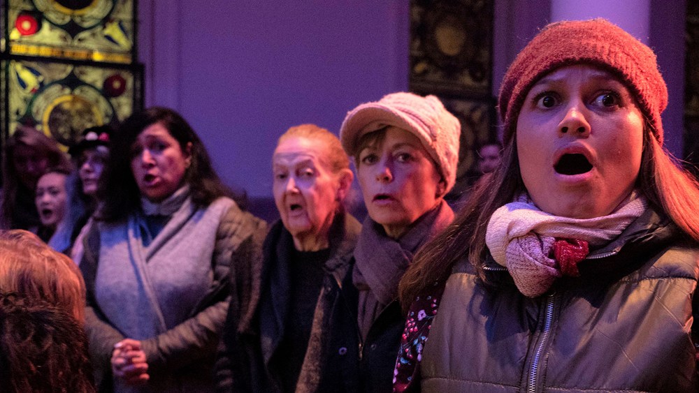 The community chorus of On Site Opera’s Amahl and the Night Visitors