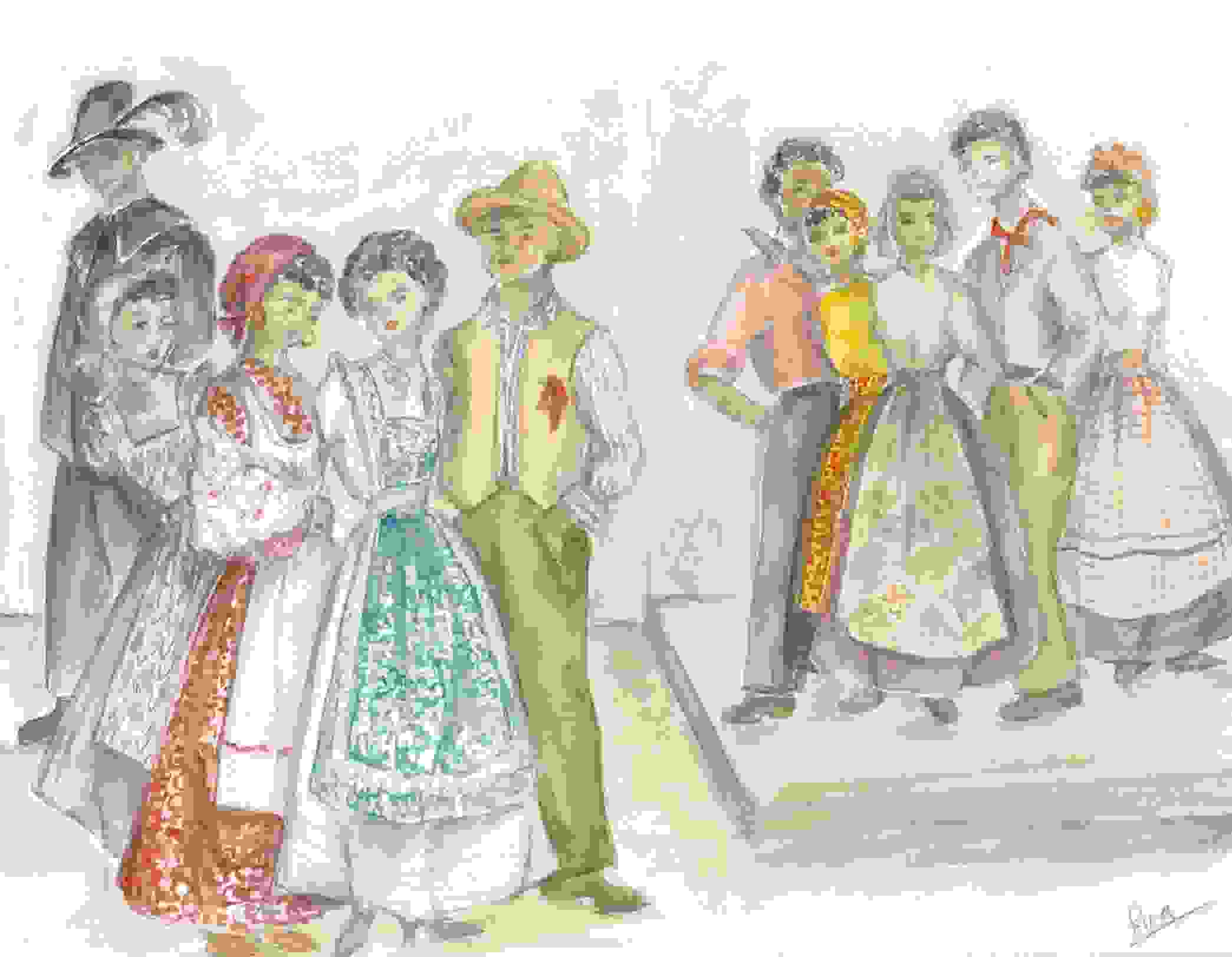 Eva Deborah Sarna’s costume sketches for Treemonisha